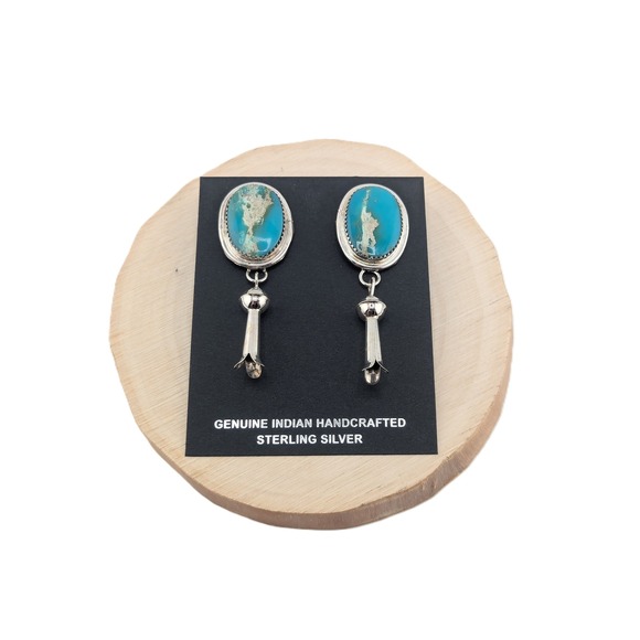 Native American Earrings Navajo Sterling Silver Turquoise Jewelry *** - Picture 3 of 12